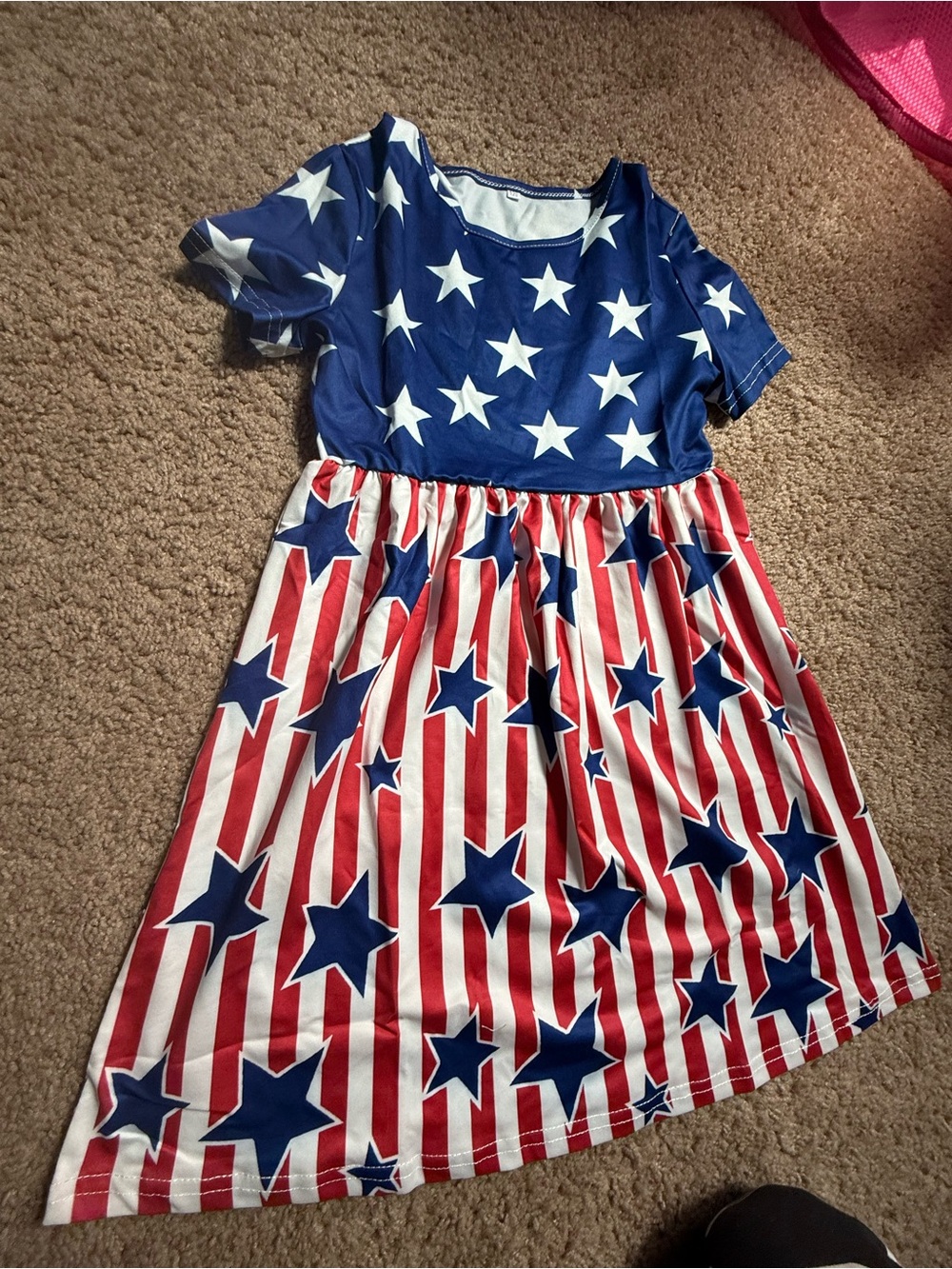 Girls' Red, White & Blue Star Print Dress